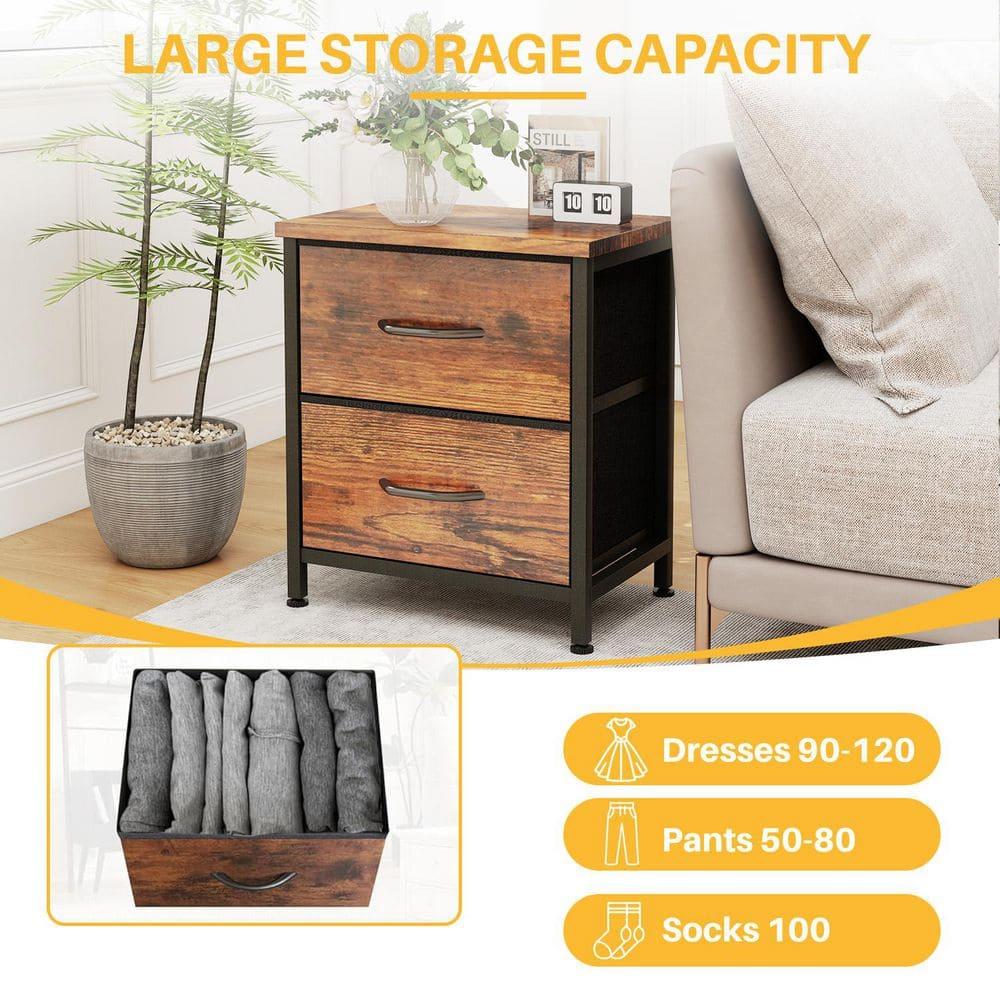 Bigleap Nightstand Set 2, 2 Drawer Dresser for Bedroom, Bedside Furniture, End Table for Bedroom, Closet, Entryway, Brown