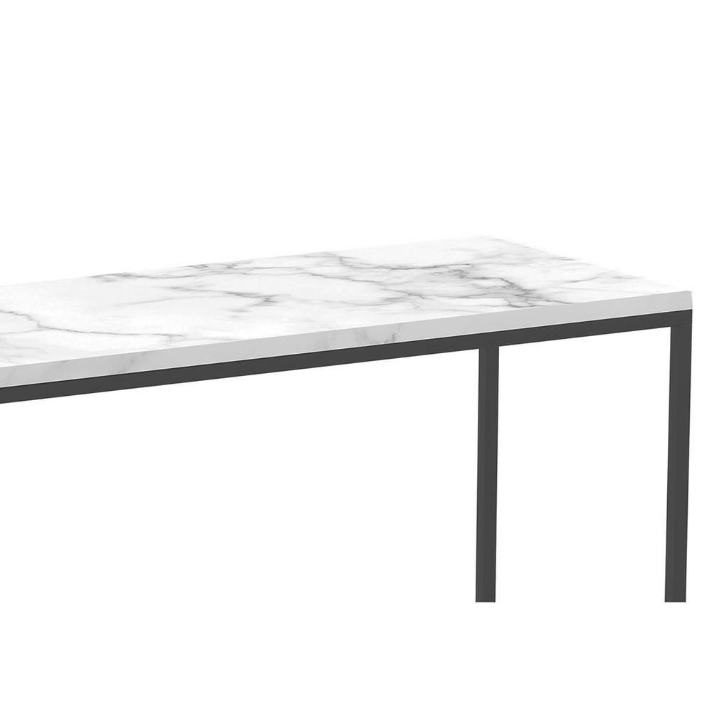 28" Black Marble and Metal Console Table