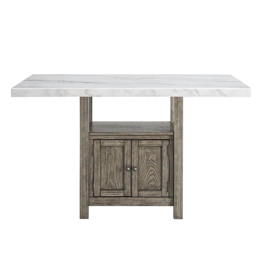 Steve Silver Grayson White Marble and Driftwood 6-Piece Counter Height Set