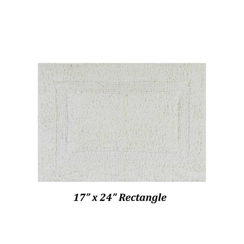 Better Trends Lux 100% Cotton Tufted Solid Reversible Bath Rug Set 2 PC (17" x 24" | 21" x 34") - Ivory