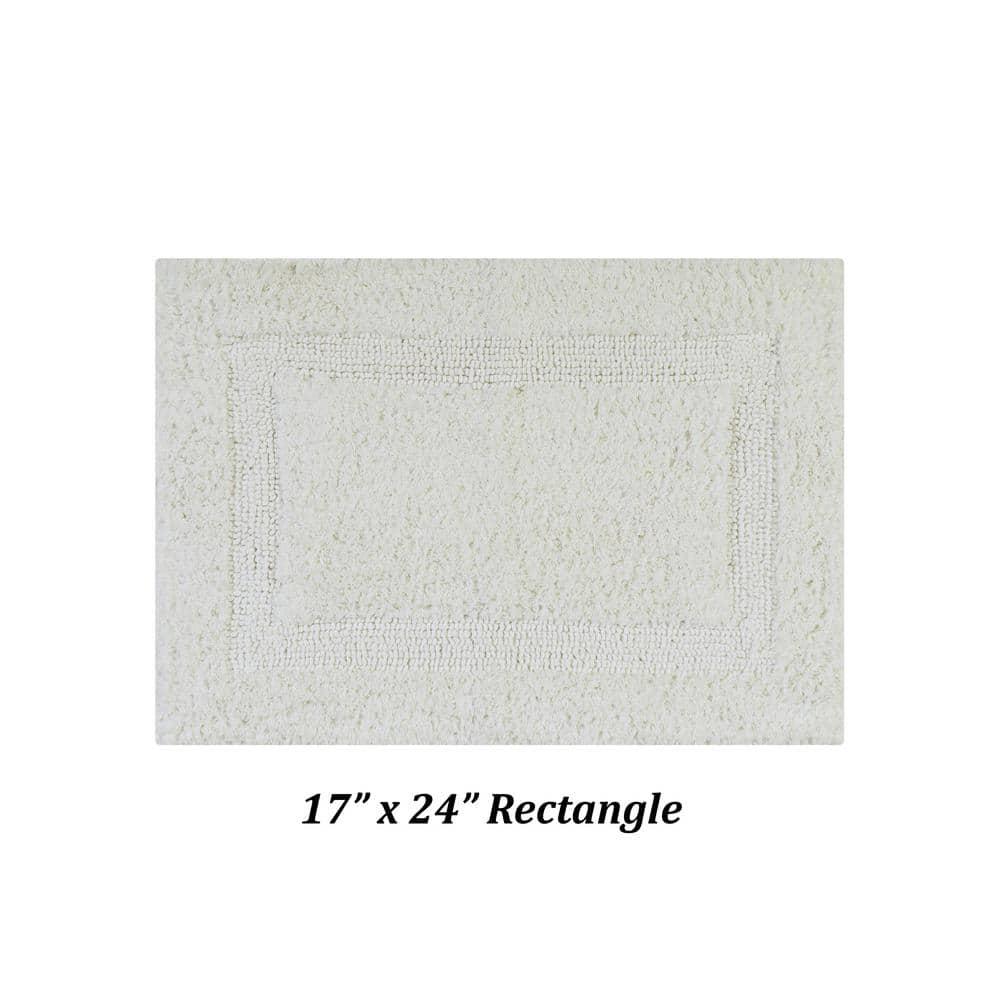 Better Trends Lux 100% Cotton Tufted Solid Reversible Bath Rug Set 2 PC (17" x 24" | 24" x 40") - Ivory