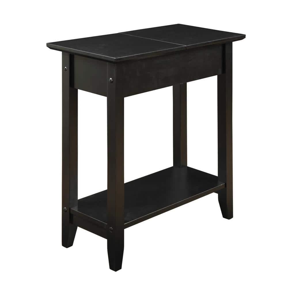 Convenience Concepts American Heritage 24 in. Tall Flip Top End Table, Black (Tabletop)