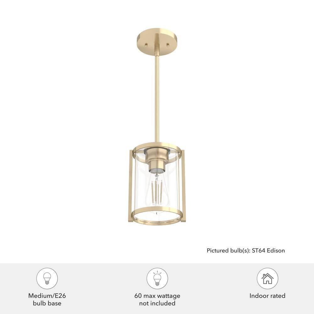 Astwood Clear Glass Mini Pendant Ceiling Light Fixture Gold - Hunter Fan: ETL Listed, Art Deco, Adjustable Height, Metal Body