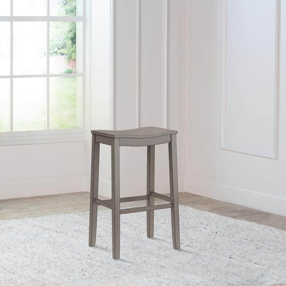 Fiddler Backless 30" NonSwivel Barstool Aged Gray: Coastal Charm, Wood Legs - Hillsdale Furniture