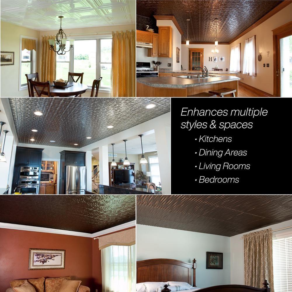 23'' L x 23'' W Textured Vinyl Glue Up Ceiling Tile