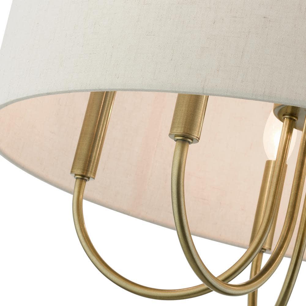 Livex Lighting Blossom 5-Light Metal/Fabric Pendant Chandelier in Antique Brass