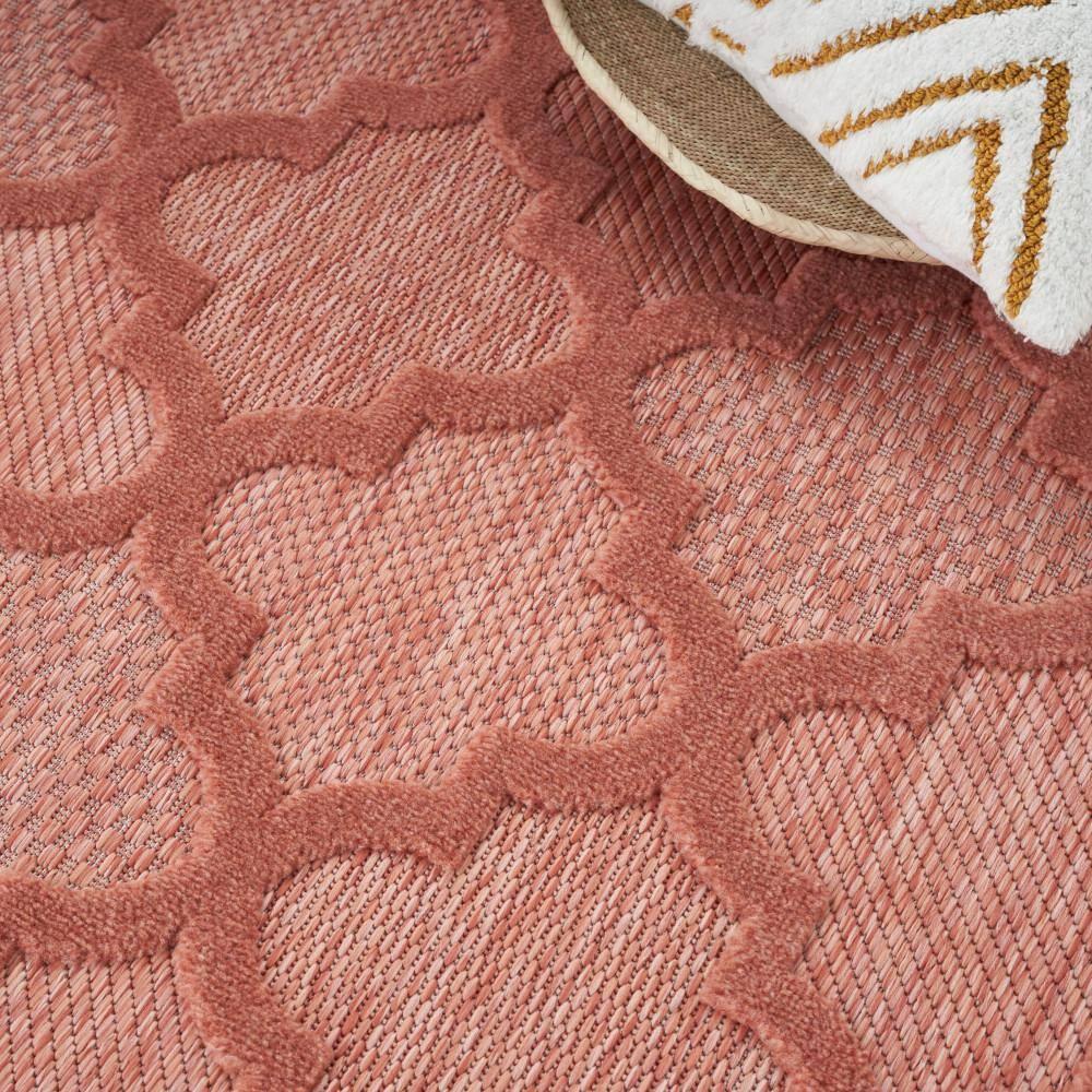Nourison Easy Care Trellis Flatweave Indoor Outdoor Area Rug 6' x 9' Coral/Orange