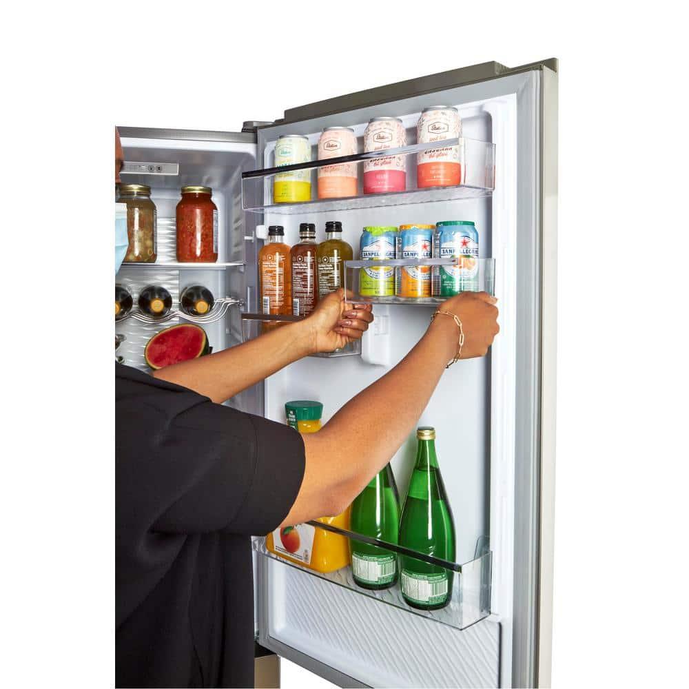 Unique Prestige 21.6" Frost Free 11.7 cu/ft Freestanding Bottom Freezer Refrigerator in Stainless Steel, ENERGY STAR Certified