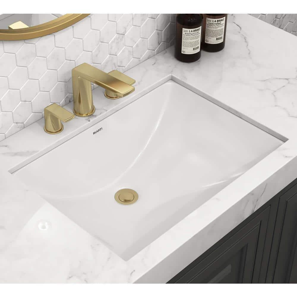 Ruvati 17 x 12 inch Undermount Bathroom Sink White Rectangular Porcelain Ceramic with Overflow