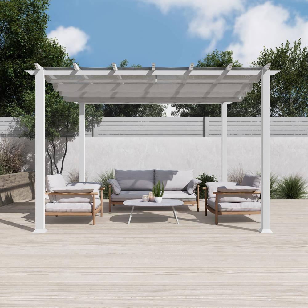 Paragon-Outdoor Florence  Aluminum Pergola in Powder-Coated Finish with Adjustable Canopy