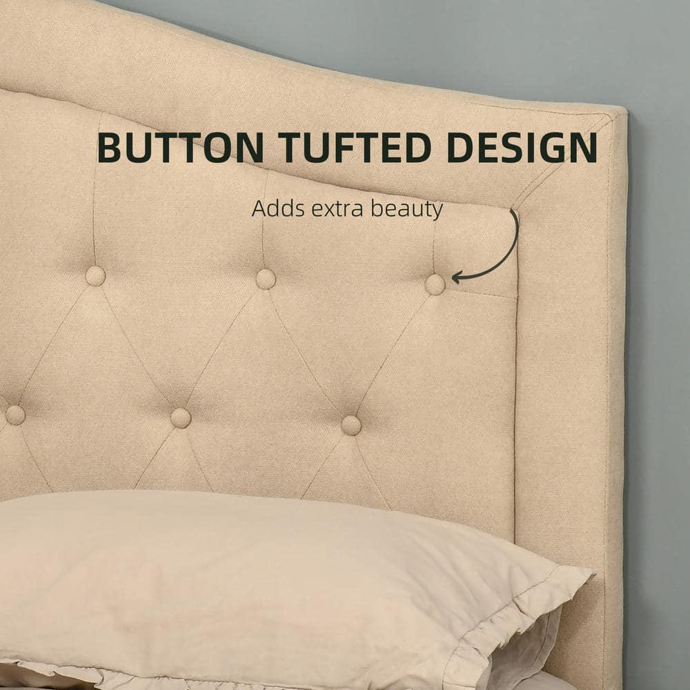 HOMCOM Upholstered Headboard, Button Tufted Bedhead Board, Home Bedroom Decoration for Full-Sized Beds, Beige