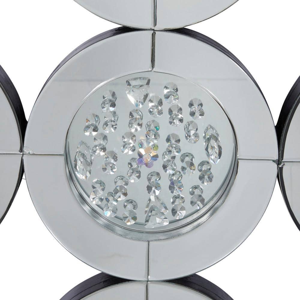 DecMode 39" x 29" Silver Wall Mirror with Floating Crystals