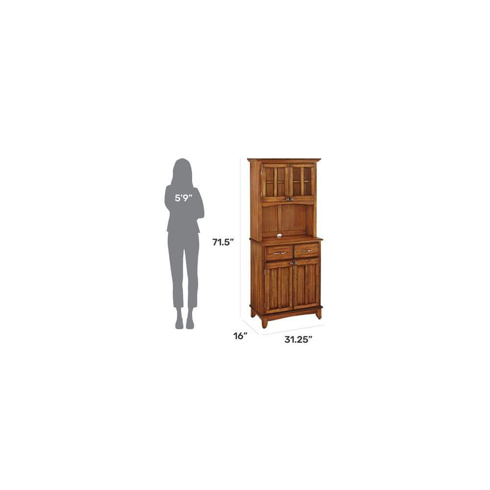 Small Buffet of Buffets Server with Hutch and Oak Top Oak - Homestyles: Traditional Storage, Glass Doors, Adjustable Shelves