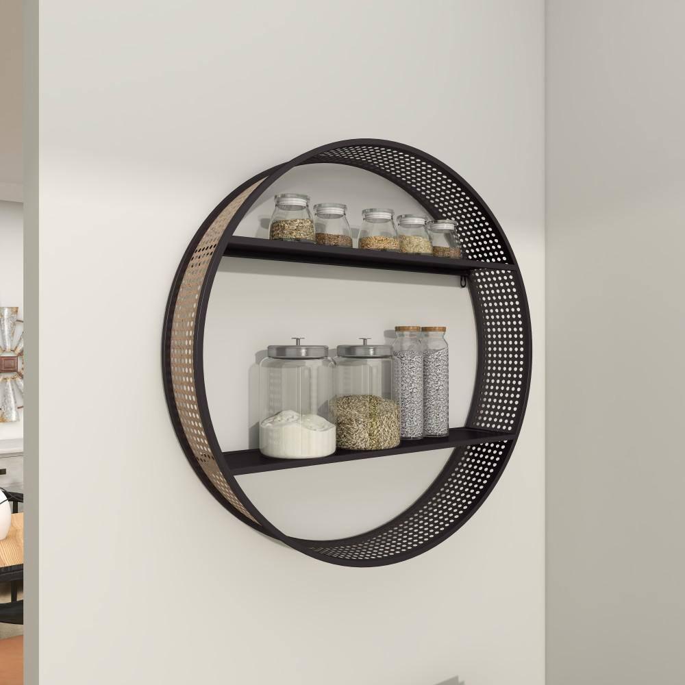 DecMode 26" x 5" 2-Tier Black Wall Shelf
