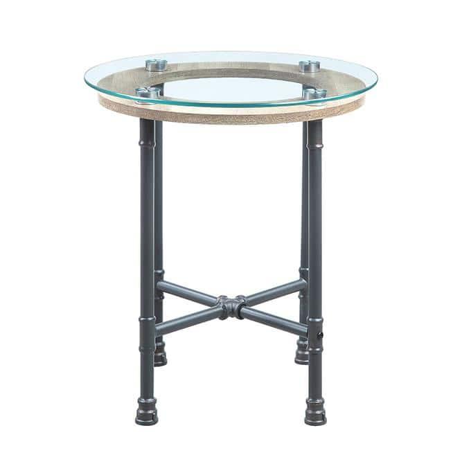 Williston Forge Brantley Industrial 22"Dia Round End Table in Clear & Sandy Gray