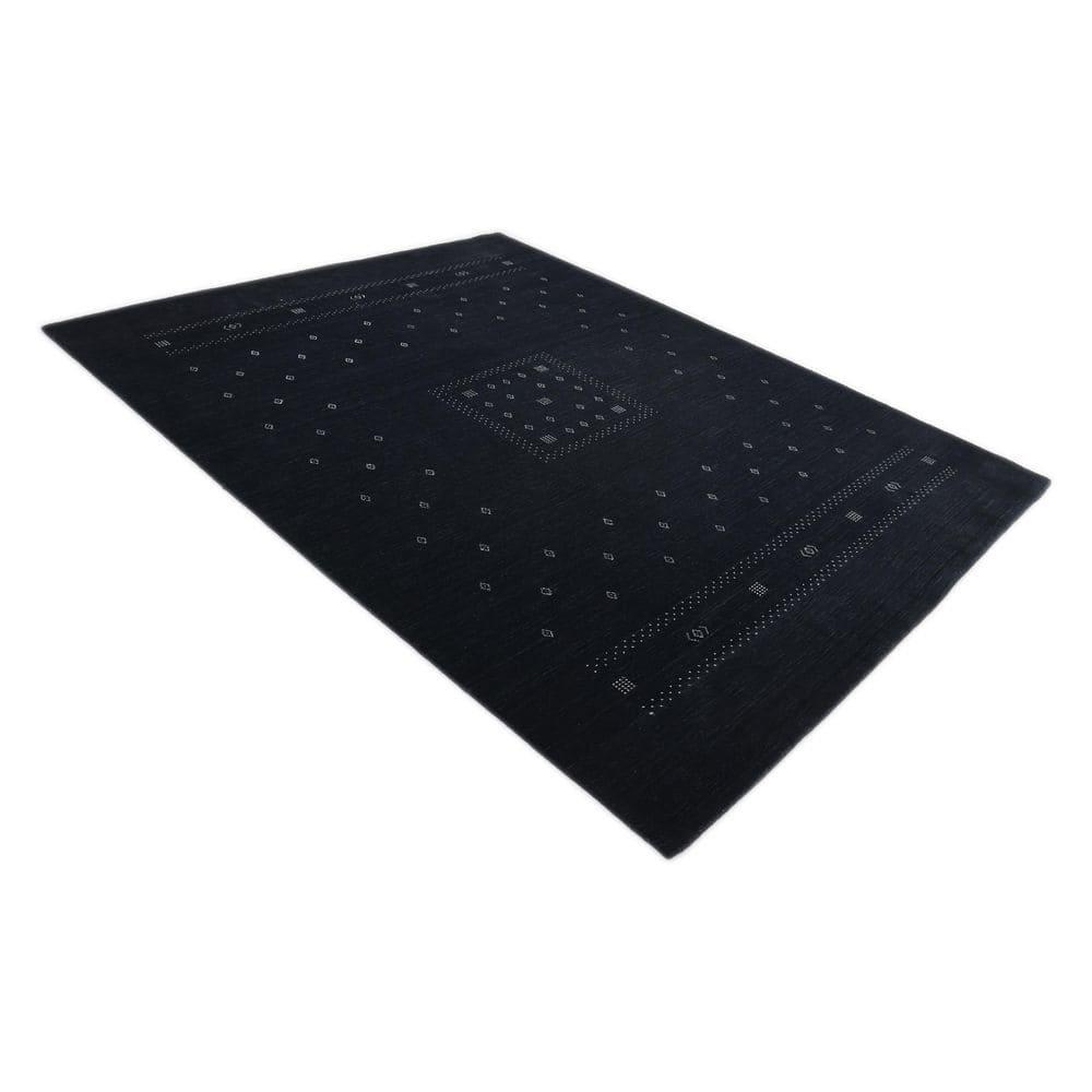 Veruca Hand-Knotted Black Wool Geometric 10' x 14' Area Rug