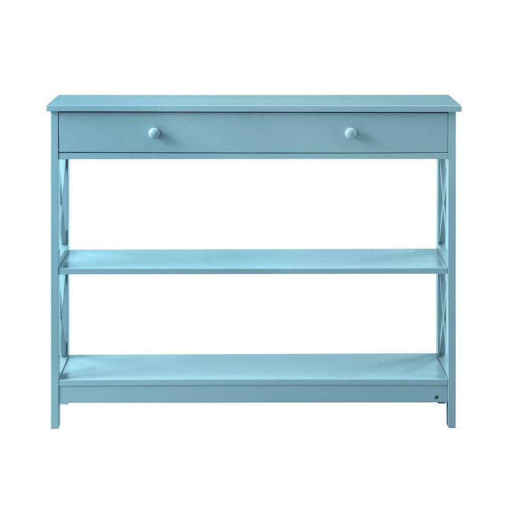 Convenience Concepts Oxford 1 Drawer Console Table with Shelves, Sea Foam Blue