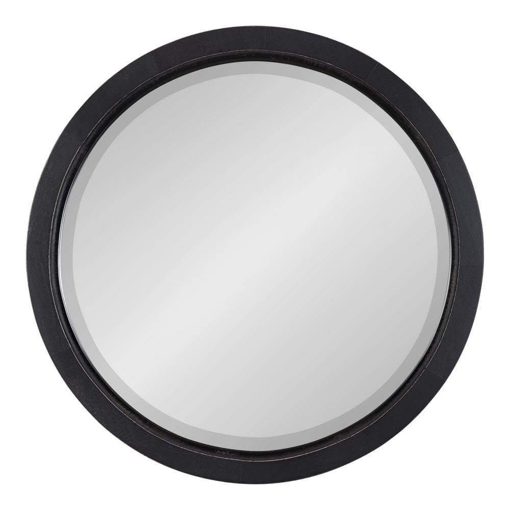 18" x 18" Hogan Round Framed Decorative Wall Mirror Black - Kate & Laurel All Things Decor: Modern Farmhouse Style, Solid Wood