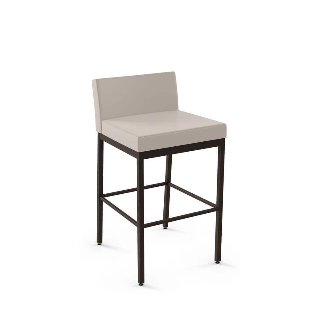 Amisco Fairfield Plus 30 In. Bar Stool - Cream Faux Leather / Dark Brown Metal