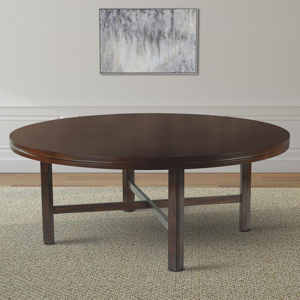 Steve Silver Co. 72" Talbot Round Dining Table Dark Oak : Seats 8, Mid-Century Modern, Wood Veneer