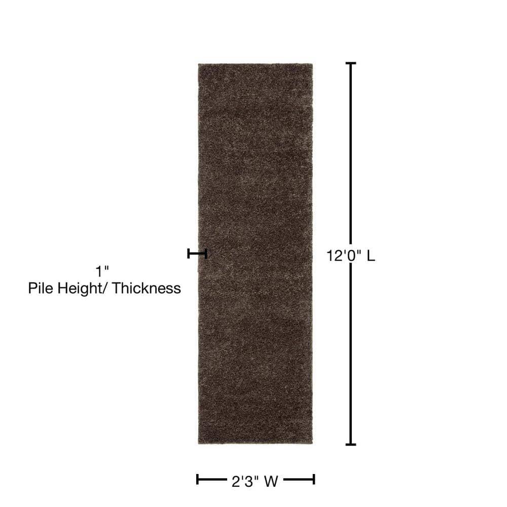 August Shag 900 AUG900 Power Loomed Indoor Runner Rug - Brown - 2'3"x12' - Safavieh