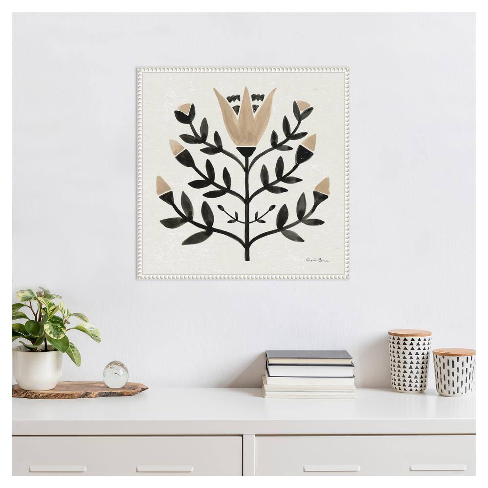 Amanti Art 22"x22" Garden Folk Flowers II by Farida Zaman Framed Canvas Wall Art Print: Modern Lithograph, Polystyrene Frame