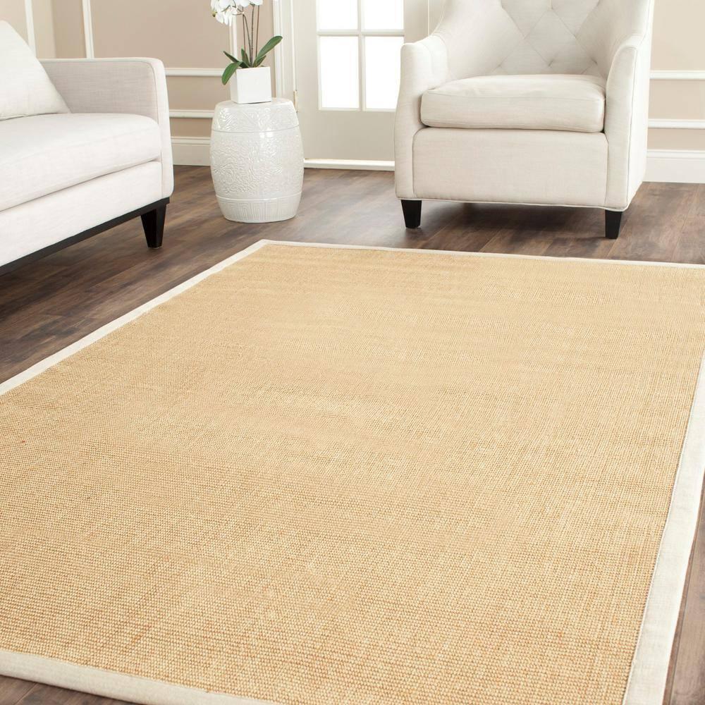 SAFAVIEH Natural Fiber Forrester Border Sisal Area Rug, Maize/Wheat, 9' x 12'