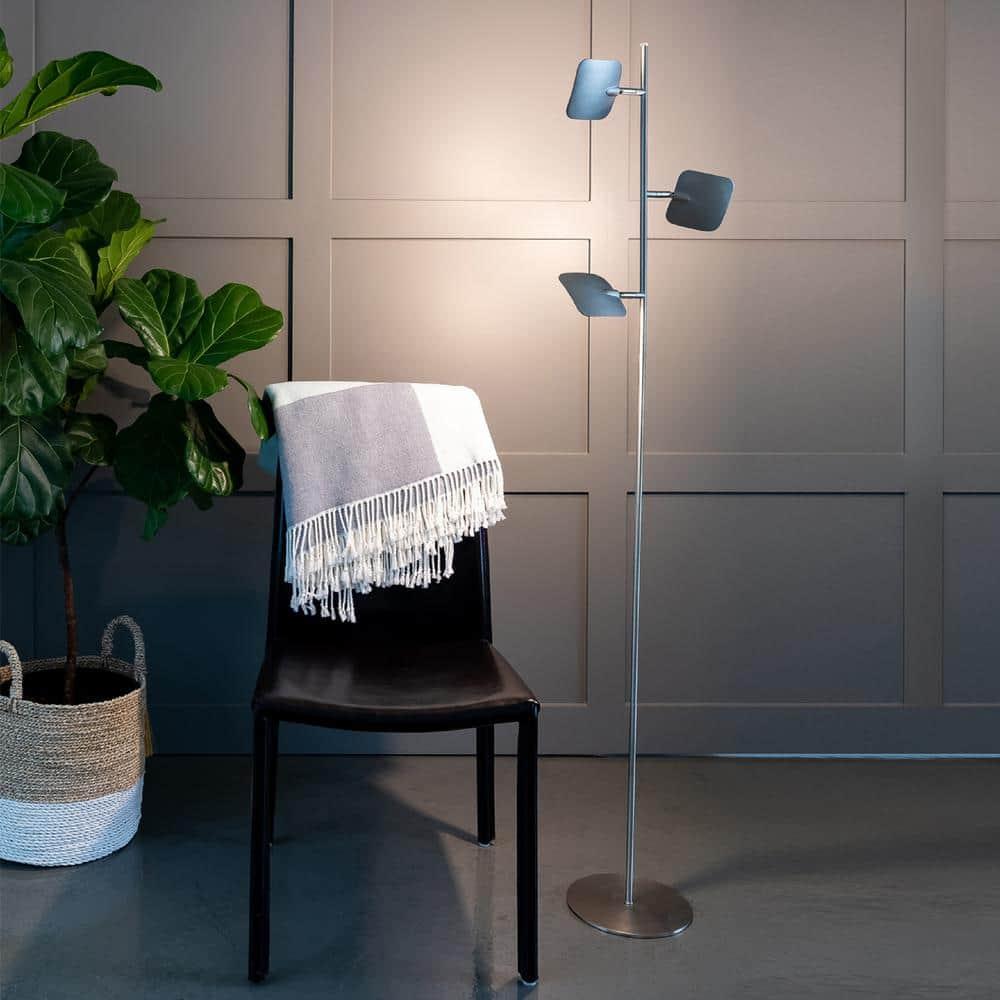 Brightech Tree Industrial LED 3-Way Dimming Floor Lamp with 3 Adjustable Spot Lights