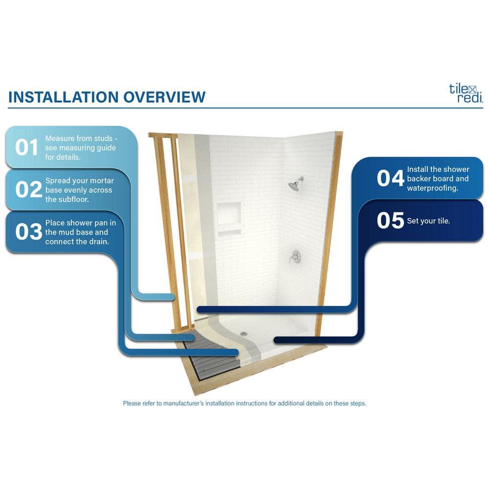 Tile Redi P3260c-Pvc Redi Base 60" X 32" Rectangular Shower Base - Chrome