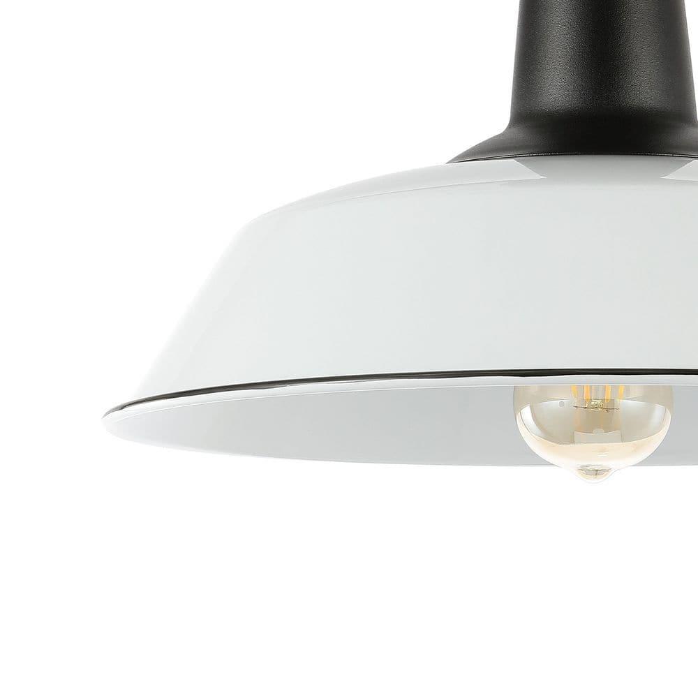 JONATHAN y Camila Montaje Semi Empotrado de Hierro LED Industrial Clásico de 14" con 1 Luz para Interior/exterior, Blanco/negro, JYL7617A