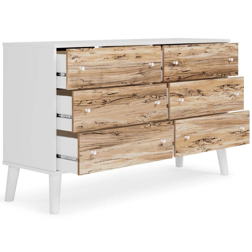 Signature Design by Ashley Contemporary Piperton 6 Drawer Dresser, Two-tone Brown/White