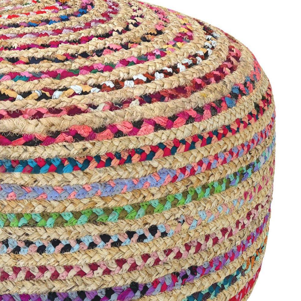 Margo Boho Contemporary Round Large Pouf in Multi Color
