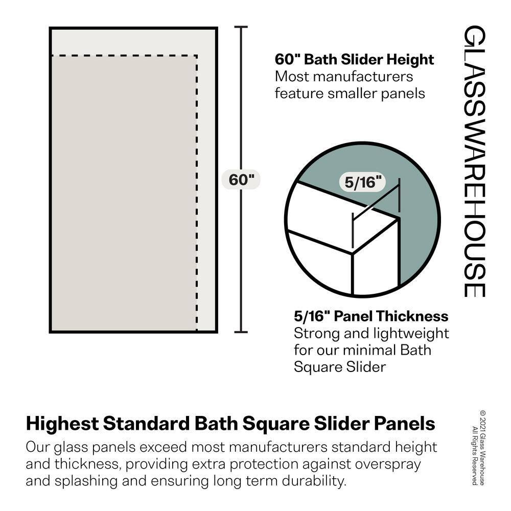Astro 56 in. - 60 in. x 60 in. Frameless Sliding Bathtub Door