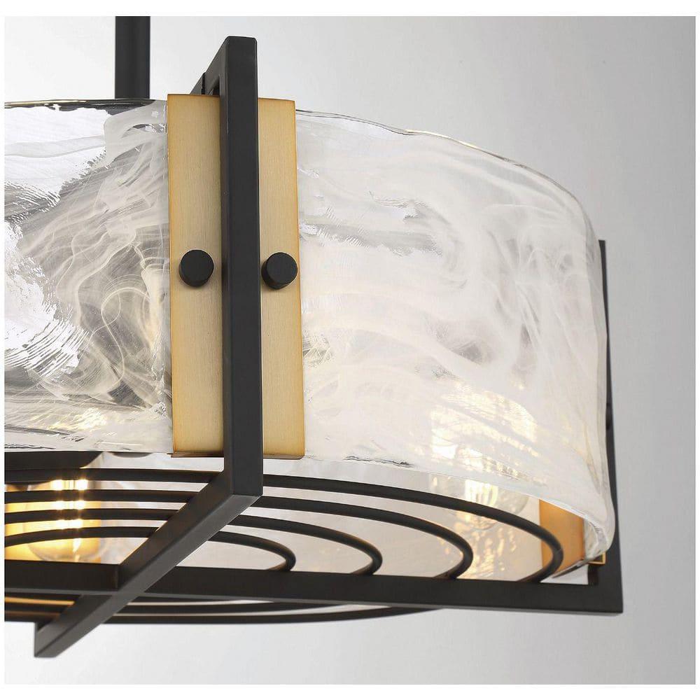 Hayward 4-Light Fan D'Lier in Matte Black with Warm Brass Accents