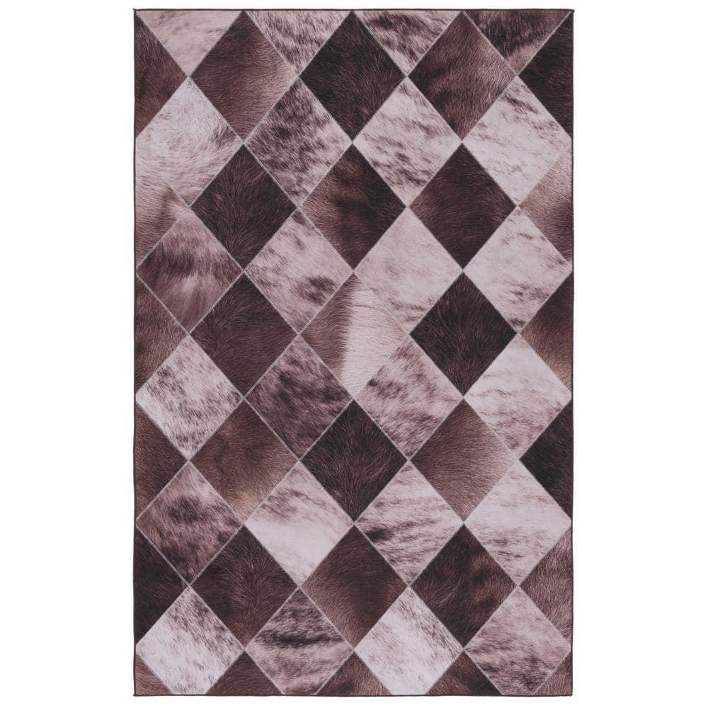 Faux Hide FAH535 Power Loomed Machine Washable Area Rug - Light Brown/Brown - 4'x6' - Safavieh.