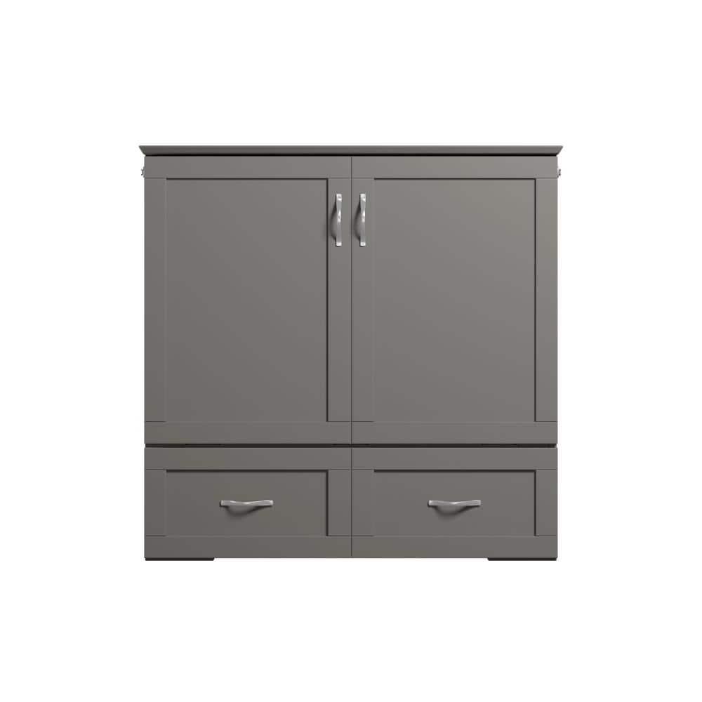 AFI Hamilton Twin XL Solid Wood Murphy Bed Chest with Built-In Charger in Gray