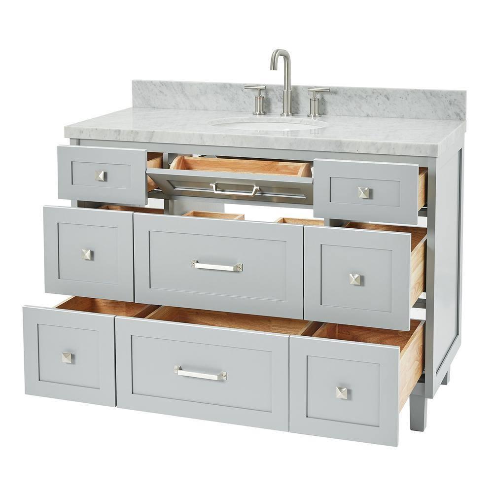 ARIEL Monrow 49 Single Sink Bathroom Vanity with Italian Carrara Marble Top