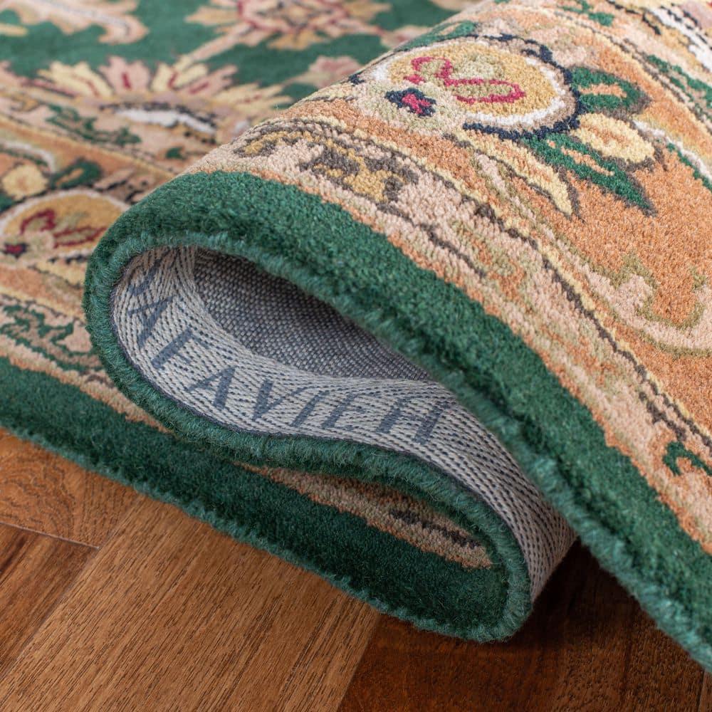 SAFAVIEH Heritage Valery Traditional Wool Area Rug, Dark Green/Gold, 6' x 6' Round