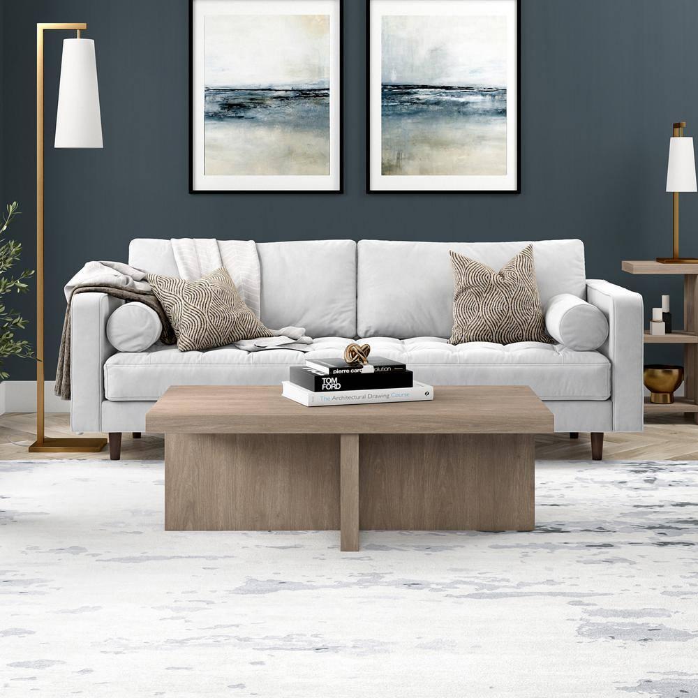 Evelyn&Zoe Contemporary Durable Rectangular Medium Density Fiberboard, Antiqued Gray Oak