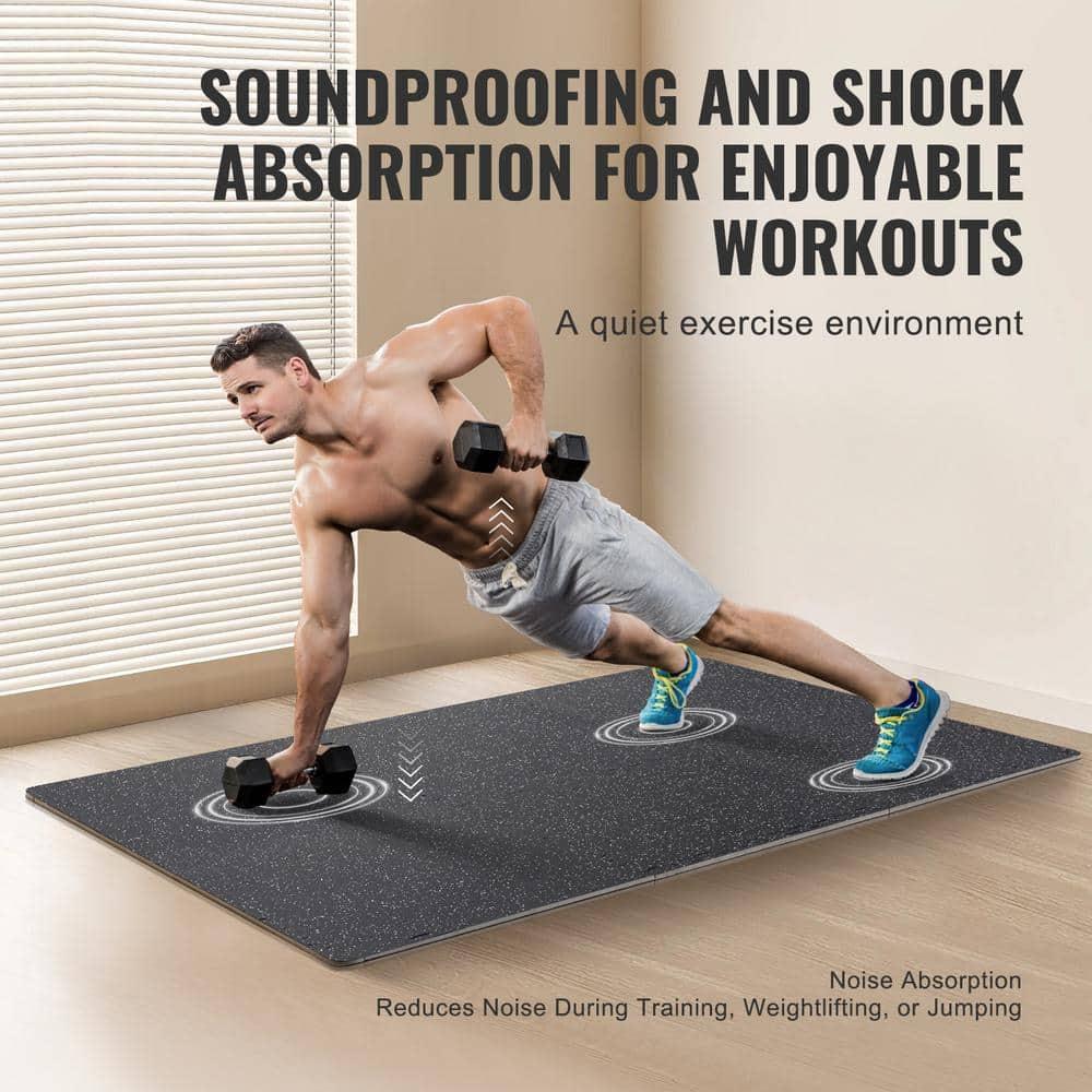 VEVOR 6PCS 0.56 inch Thick Gym Floor Mats, 25" x 25" EVA Foam & Rubber Top Interlocking Workout Floor Mats with 24 sq.ft Coverage, Waterproof Exercise Puzzle Flooring for Gym, Home, Garage, Basement