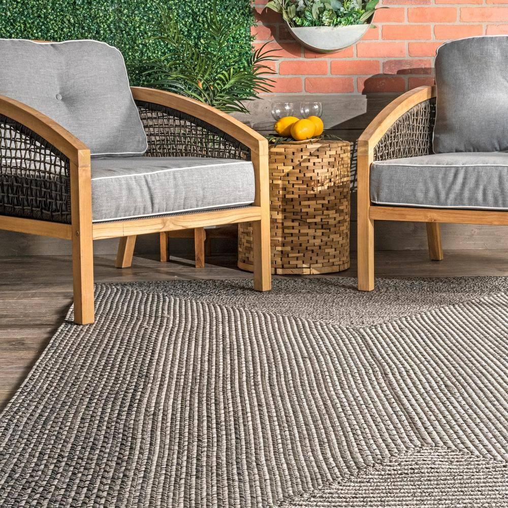Nuloom Jayda Braided Gradience Indoor/Outdoor Outdoor - Charcoal 5' x 8'