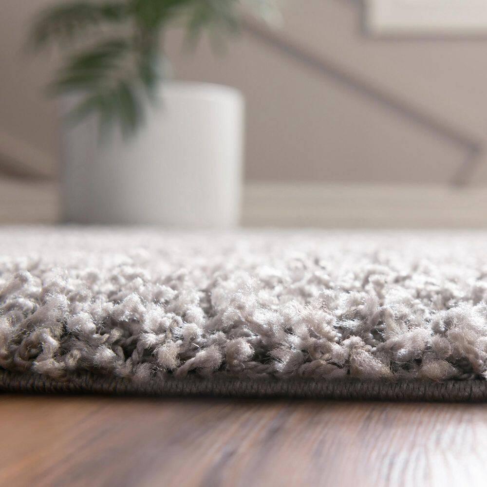 Unique Loom Solid Shag Collection Area Rug (7' 1" x 10' Rectangle Cloud Gray)