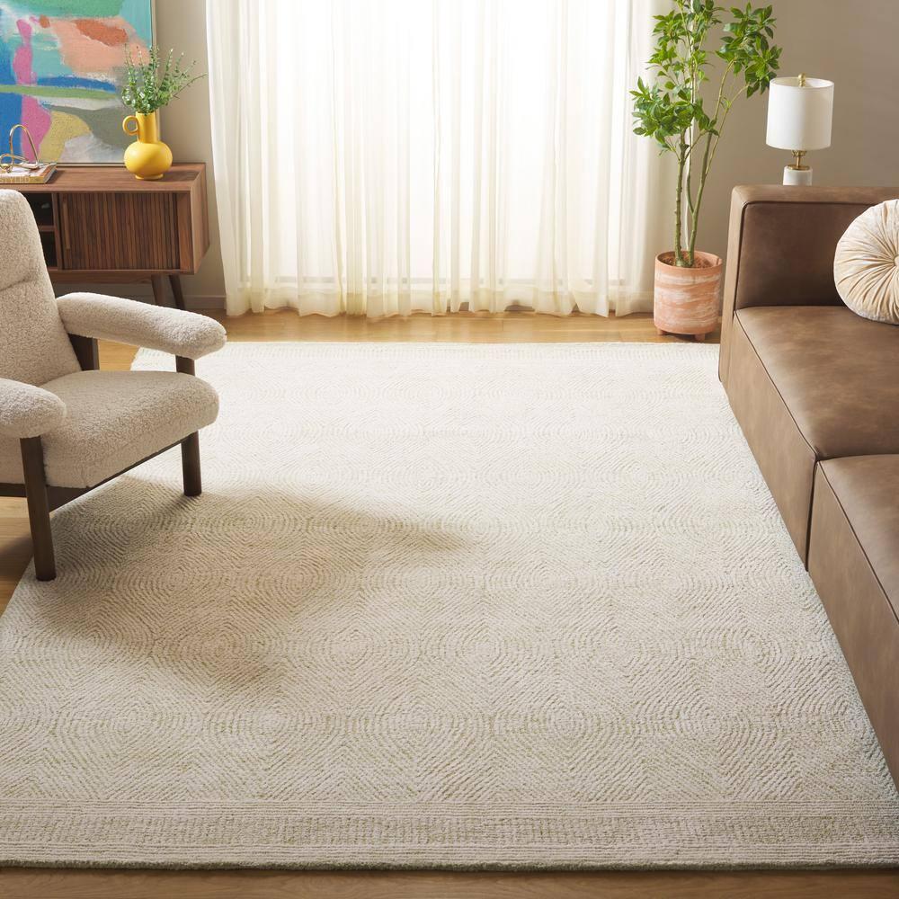 SAFAVIEH Abstract Caelestinus Ogee Wool Area Rug, Green/Ivory, 3' x 5'