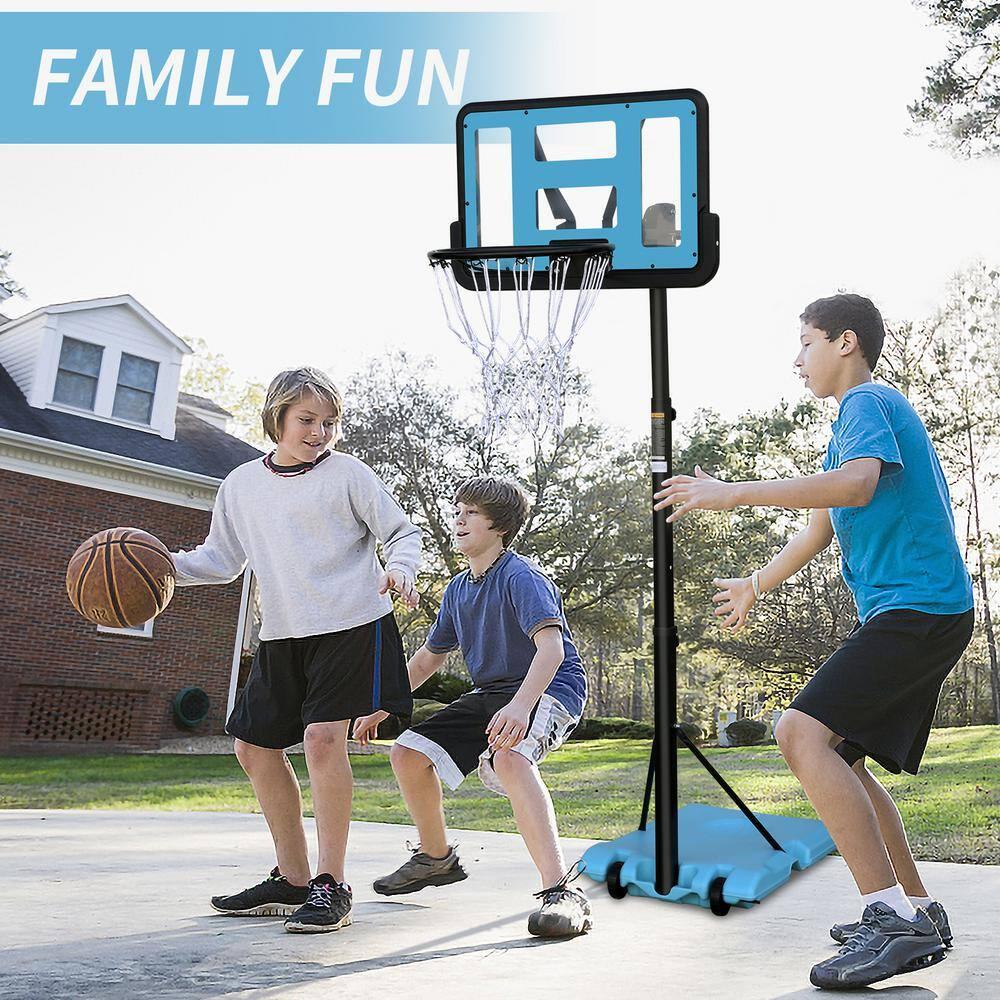 Adjustable Portable Basketball Hoop with Polycarbonate Backboard, 44 Inches, Blue