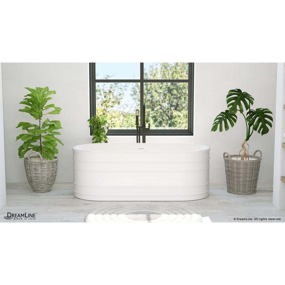 Infinity Z 67-inch White Acrylic Oval Freestanding Soaking Bathtub