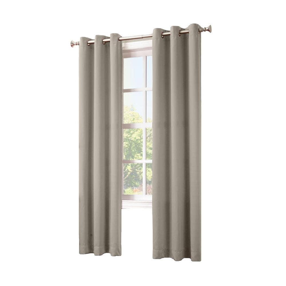 40"x63" Sun Zero Blackout Kenneth Energy Saving Grommet Curtain Panel Stone