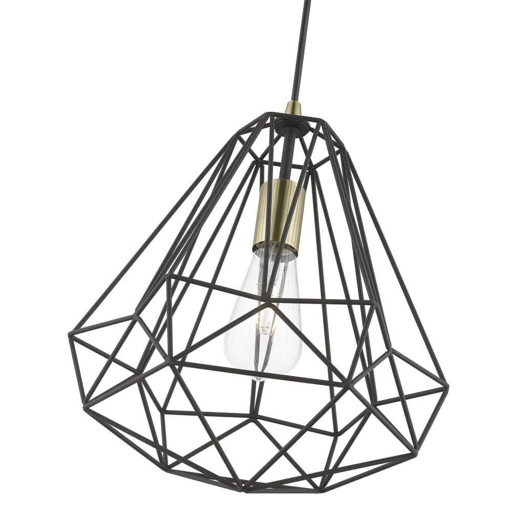 Livex Lighting Knox 1 - Light Pendant in  Textured Black/Polished Chrome