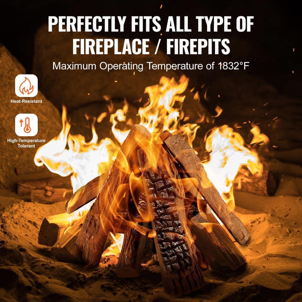 SKYSHALO 10 Piece Ceramic Fireplace Logs, Durable Decorative Logs for Gas Fireplaces, Realistic and Heat-Resistant, Ideal for Indoor and Outdoor Firebowls, Easily Stackable
