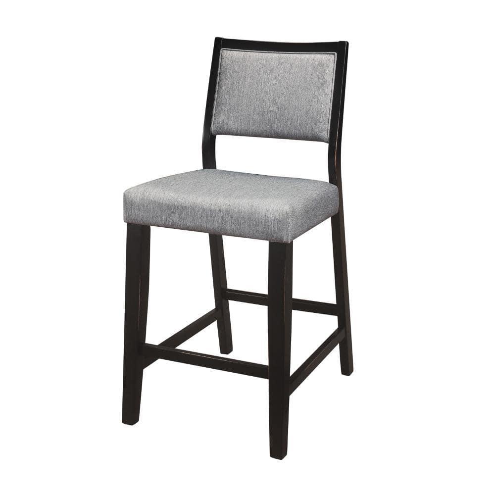 23 in. Tim Counter Height Chair with Polyester Upholstery - Wood - Gray & Black