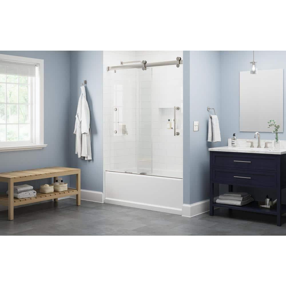 Delta Paxos 60 in. x 62-1/4 in. Frameless Sliding Bathtub Door in Chrome with 5/16 in. (8mm) Tempered Clear Glass, SD5758473